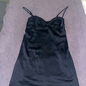 Black silky mini dress